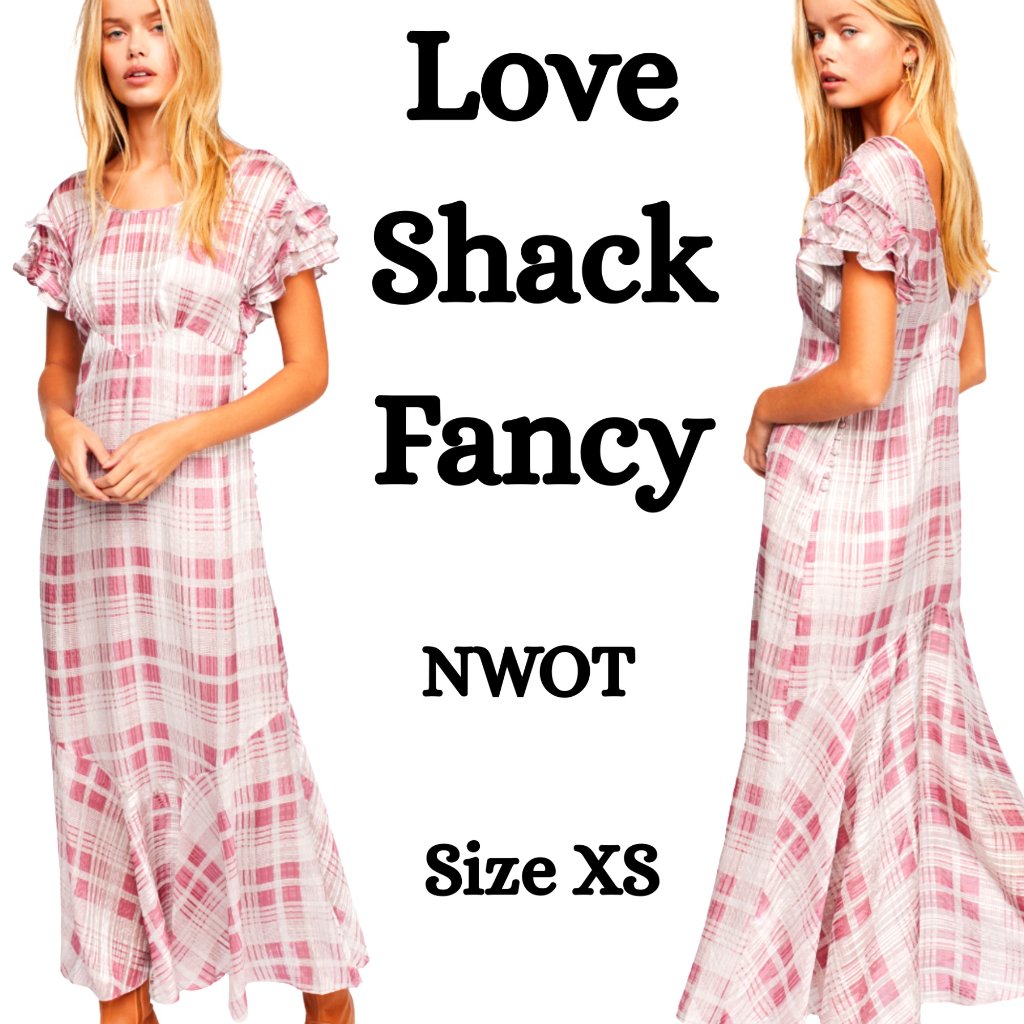 Loveshackfancy Plaid Silk Ruffle Maxi Dress - Xs - Nwot